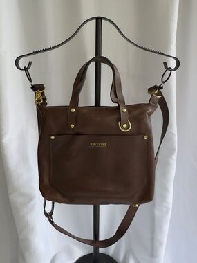 R. RIVETER The Marcy Brown Leather Tote with Brass Hardware